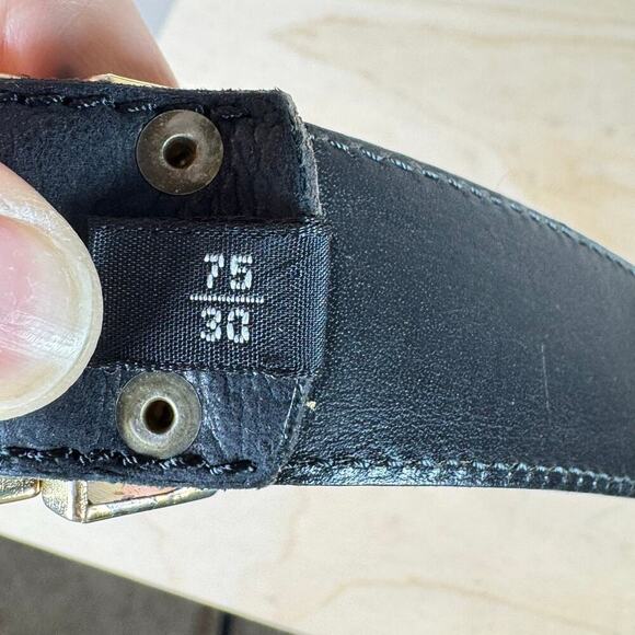 Nanni Vtg Women’s Belt Concho Black Leather 80s Made in Italy Avant Garde Glam - Picture 8 of 10